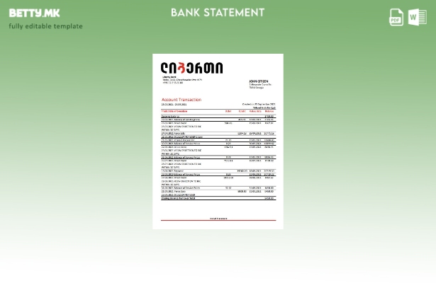 модерен стил Џорџија Либерти банка ексел pdf шаблон